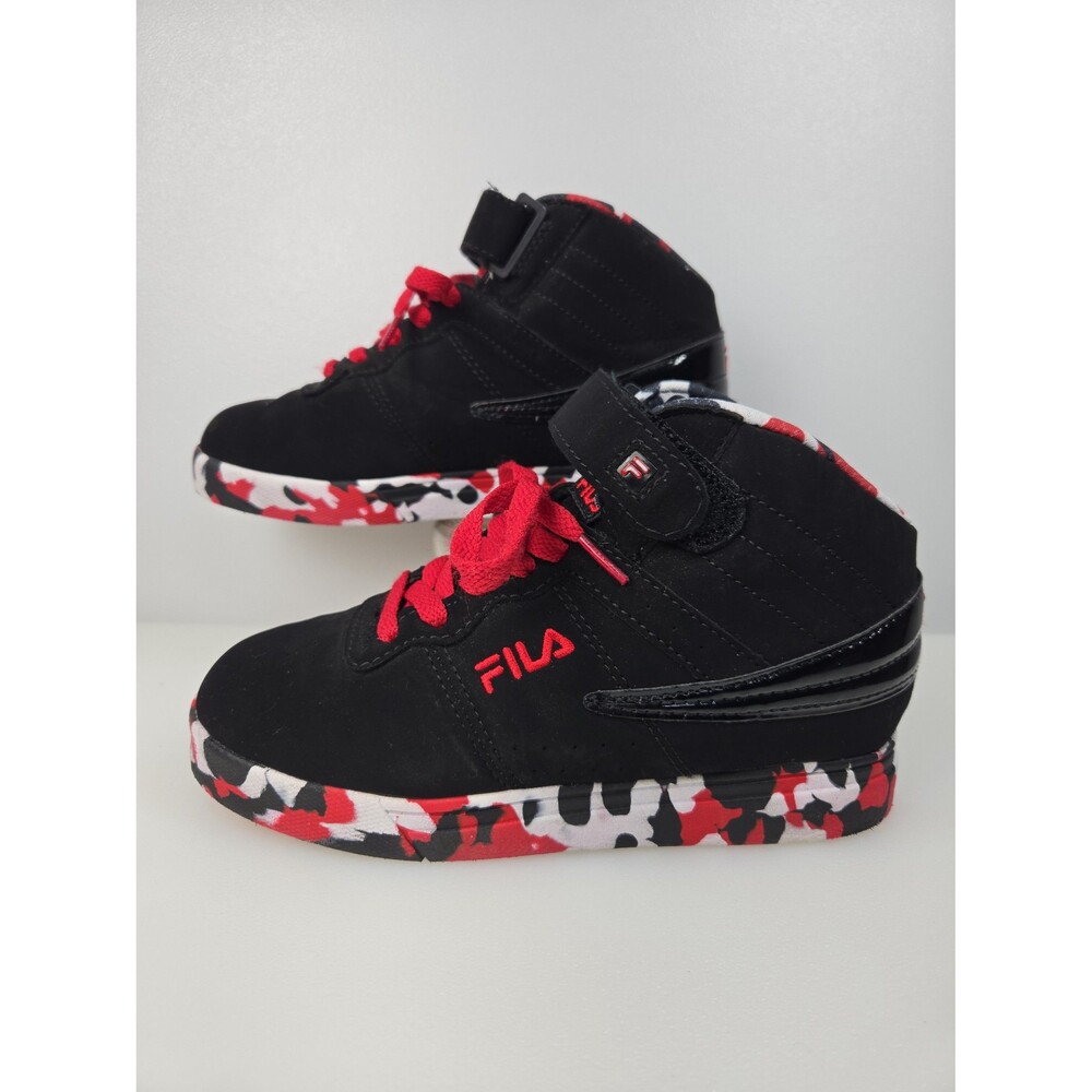 Fila VULC 13 Mashup Red Black White Camo Sneaker Shoe High Top Unisex Kids 2 - Picture 2 of 12